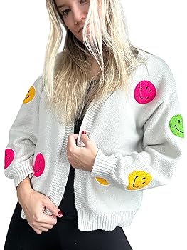 トップス Ameri LITTLE FUNNY FACE KNIT CARDIGAN Ameri♡ LITTLE FUNNY FACE KNIT CARDIGAN - メルカリ